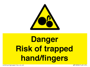 Danger Risk of trapped hand/fingers